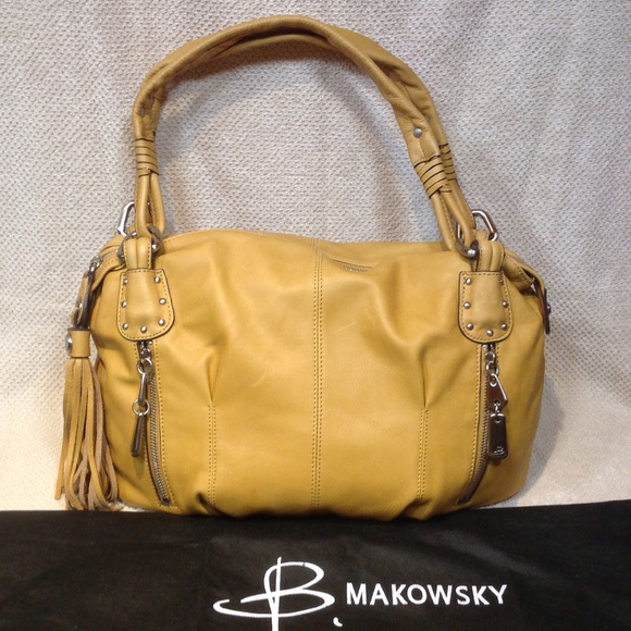 B.MAKOWSKY NUTMEG SOFT GENUINE LEATHER HANDBAG
