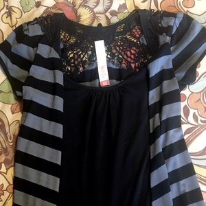 Nobo black and grey faux layered top