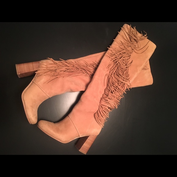 Sam Edelman Suede Knee High Fringe Boot