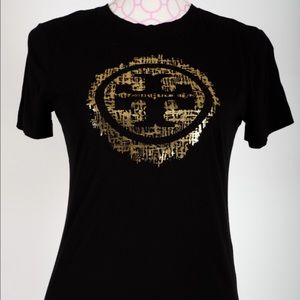 Tory Burch Logo Tshirt Black size: XS