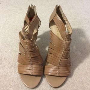 Camel huarache style heels