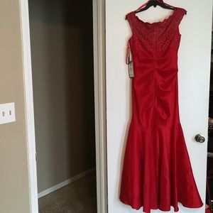 Red Mermaid Lace Dress Size 10 .. Brand New