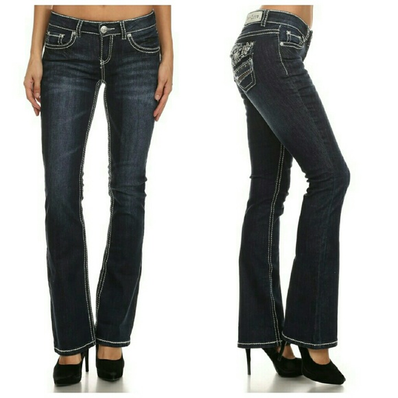 Flirty Floral Embellished Boot cut Jeans - Picture 2 of 3