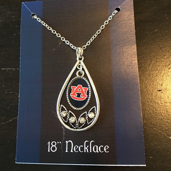 Auburn Necklace 18" chain Orange/Blue/Silver tone