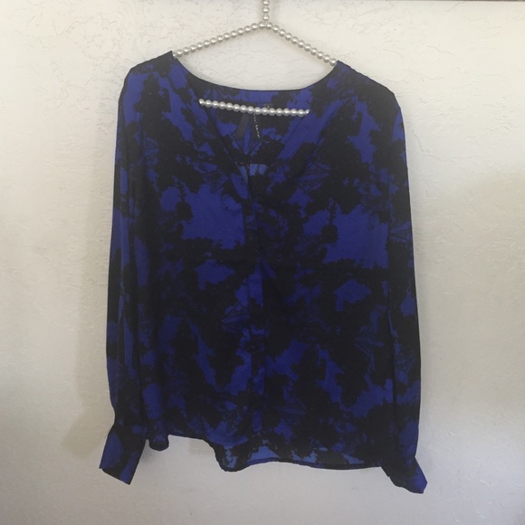 Royal Blue and Black Blouse