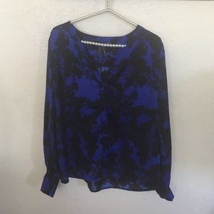 Royal Blue and Black Blouse