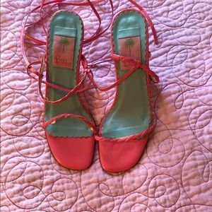 Lilly Pulitzer Lace Up Heels Size 8