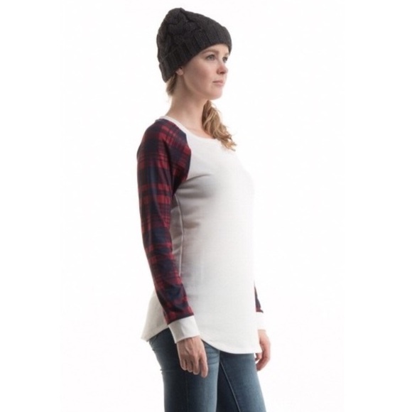 PRICE DROP Brand New! Plaid Long Sleeve Top - Picture 2 of 4