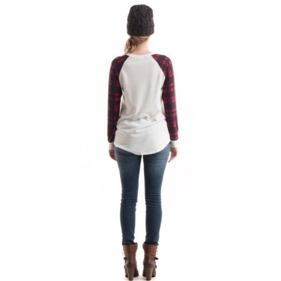 PRICE DROP Brand New! Plaid Long Sleeve Top - Picture 3 of 4
