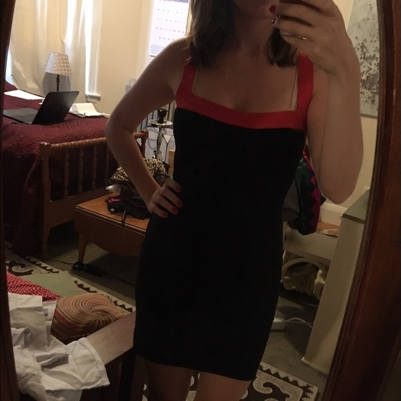 A mini black dress