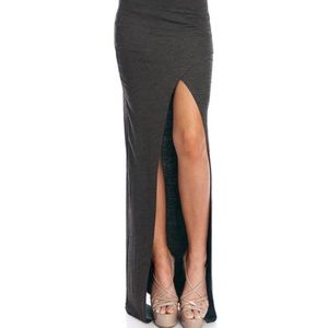 Charcoal Side-Slit Maxi Skirt