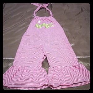 Girls 3T Pink Striped Pant Romper
