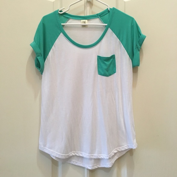 Zine brand white and teal top