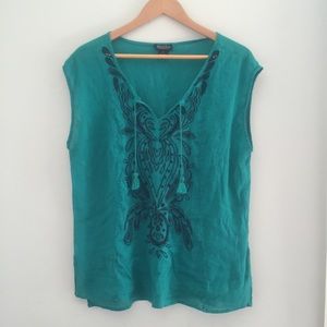 Lucky brand boho embroidered shirt