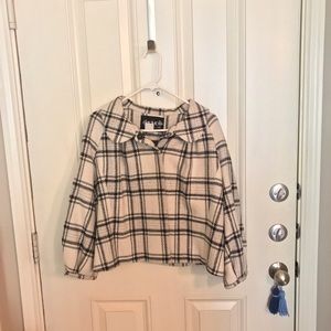 White and Black Plaid Coat