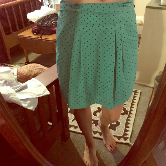 A blue polka dot skirt