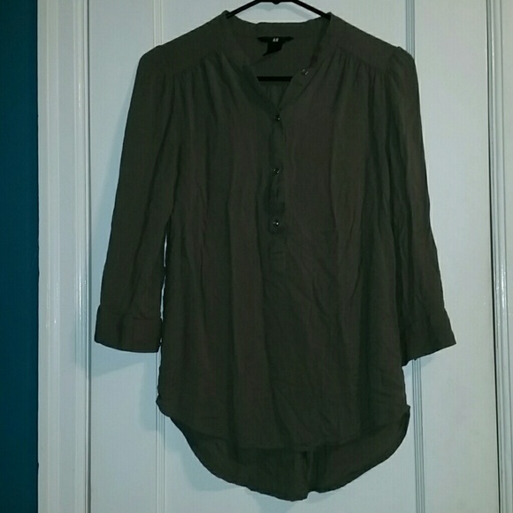Half button 3/4 length sleeve shirt