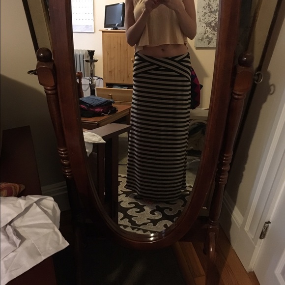 A long striped skirt