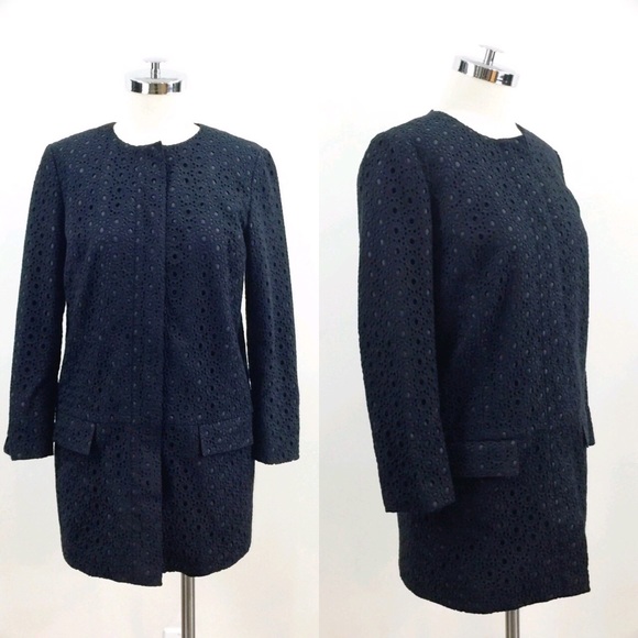 [ halogen ] black eyelet zip front coat - Picture 2 of 4