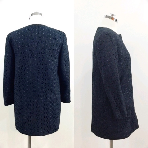 [ halogen ] black eyelet zip front coat - Picture 3 of 4