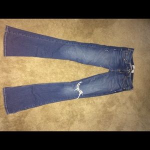 HOLLISTER long flare ripped jeans