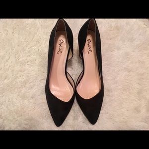 Black suede heels