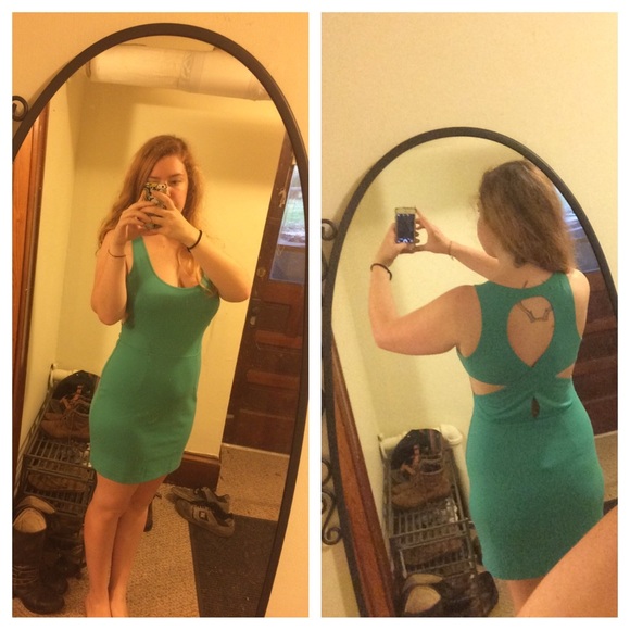 Silence + Noise Teal Strappy Back Bodycon Deess