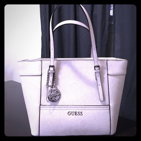 Guess white tote