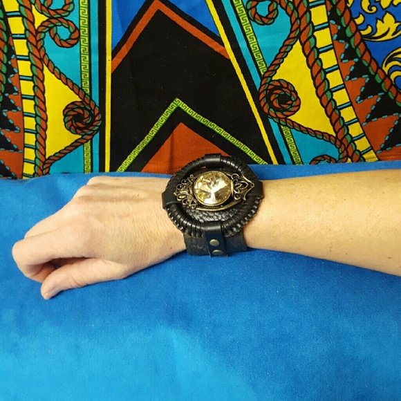 Crystal's Cuffs Jewelry - NEW ONE OF A KIND HAND MADE LEATHER WRIST CUFF