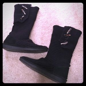 Bear Paw Black Tall Knit Boot