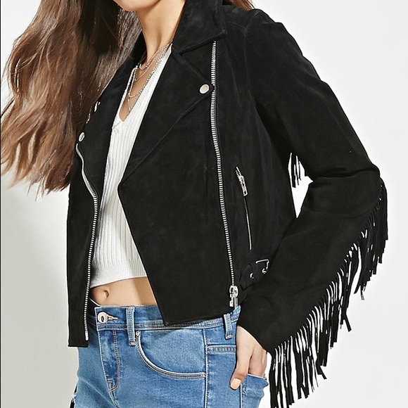 Forever 21 suede fringe jacket