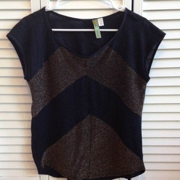 Whisper black and gold top
