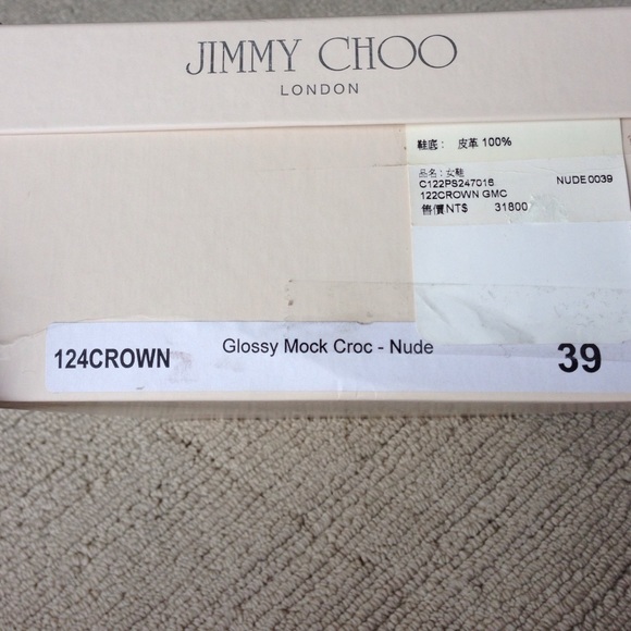 Glossy Mock Croc Jimmy Choo peep toe pumps in nude - Picture 4 of 4