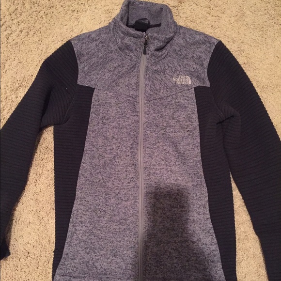 North Face Grey and Black Fleece Jacket