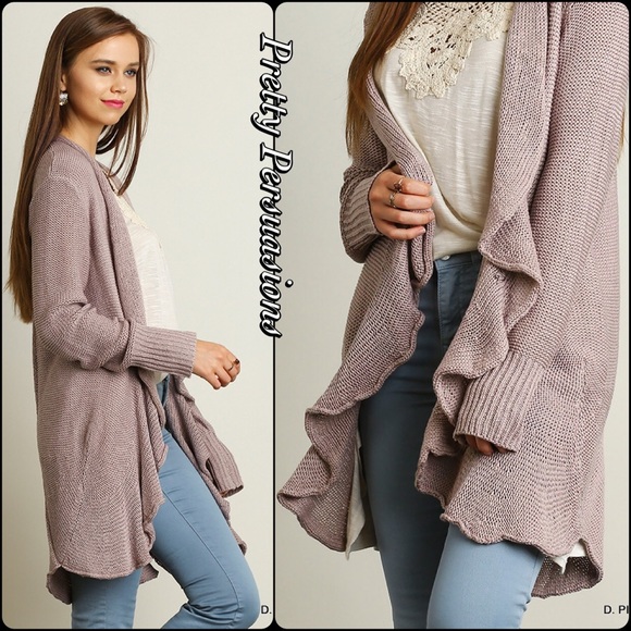 SOLD OUT Ruffle Hem Open Front Spring Cardigan - Picture 2 of 3