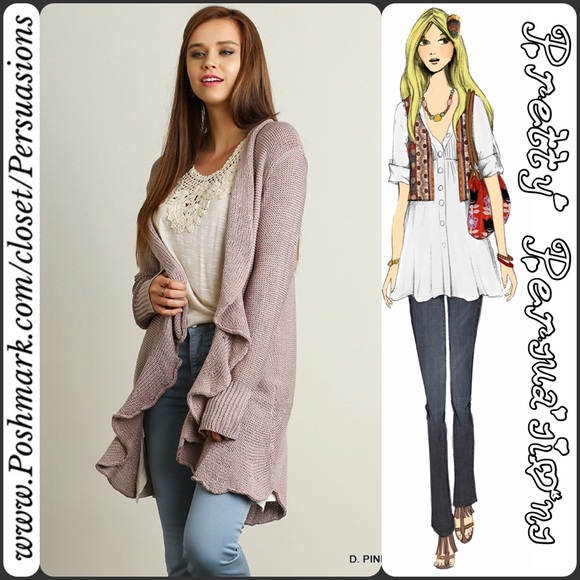 SOLD OUT Ruffle Hem Open Front Spring Cardigan - Picture 3 of 3