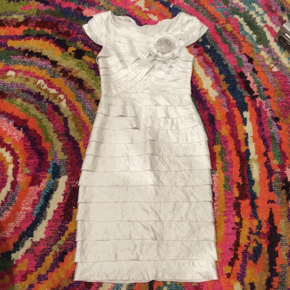 London Times Silver Frayed Dress
