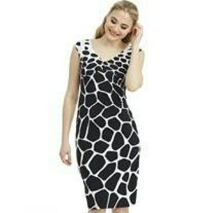 Maggy London Black & White Midi Dress