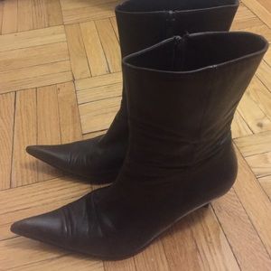 Brown Italian leather boots.