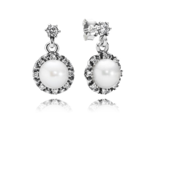 PANDORA Everlasting Grace Earrings, White Pearl