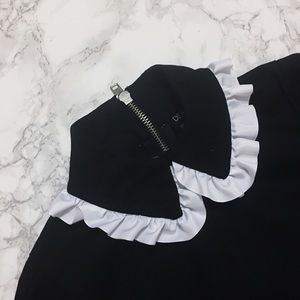 Deandri Black Dress with White Trim Collar