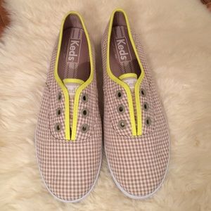 NEW Keds Rookie Gingham Sneaker in Beige