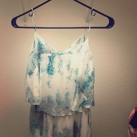 White and blue maxi dress