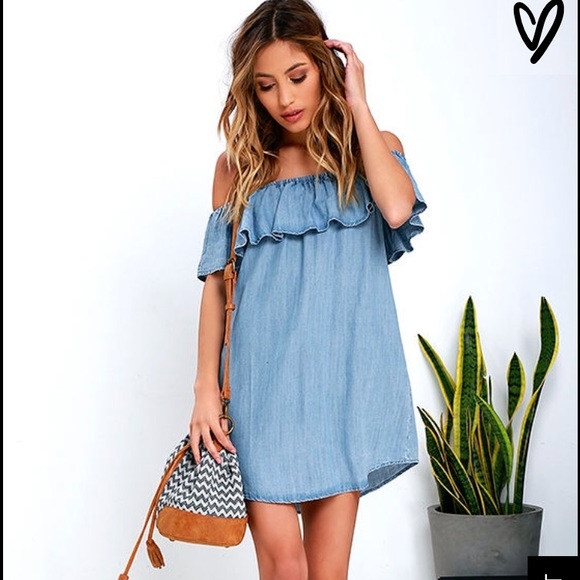 Chambray off the shoulder dress from LuLus
