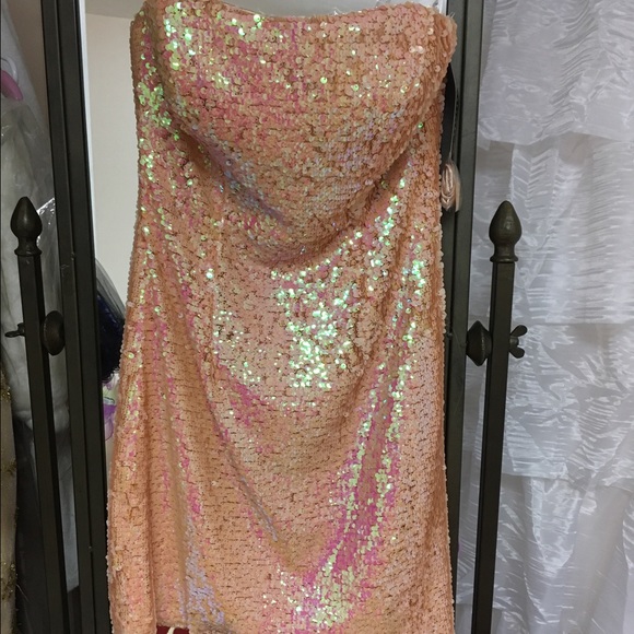 Short sequin coral dress