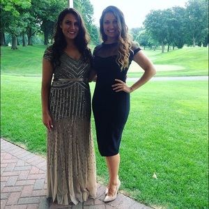 Adrianna Papell Beaded v-neck gown