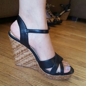 Jesica Simpson Black Wedges Sandals