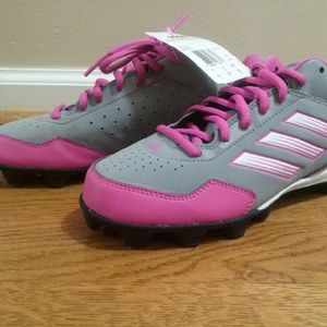 Super cute pink Adidas cleats, brand new!