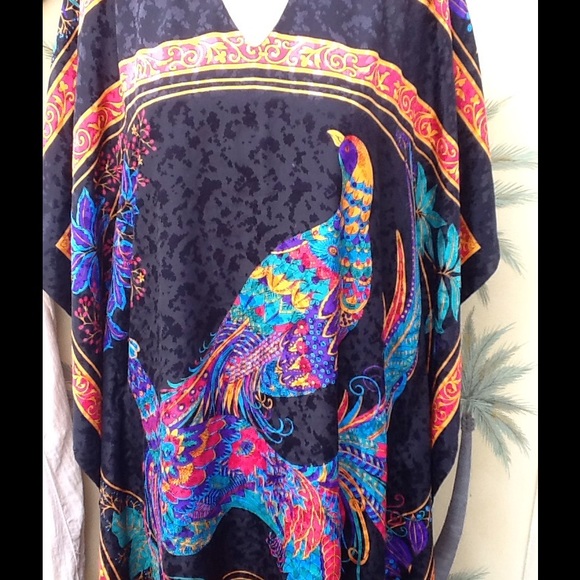 VTG RUTH NORMAN FOR NEIMAN MARCUS PEACOCK CAFTAN - Picture 3 of 4