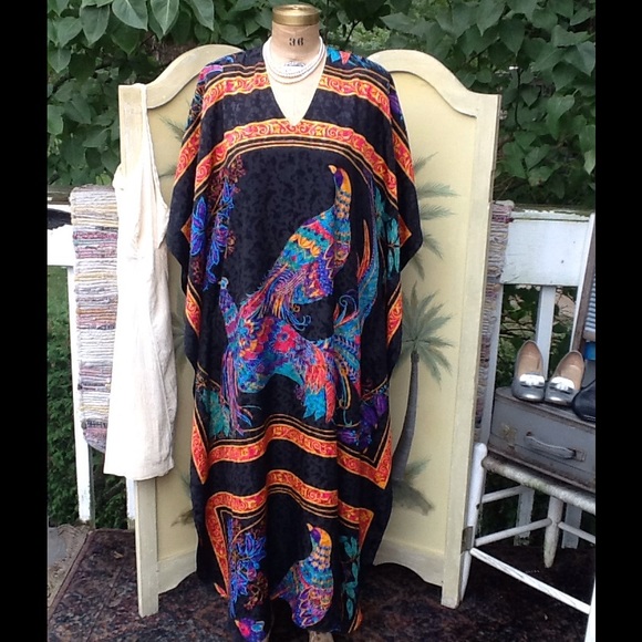 VTG RUTH NORMAN FOR NEIMAN MARCUS PEACOCK CAFTAN - Picture 4 of 4